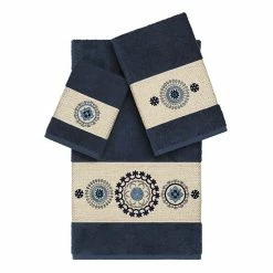 Linum Home Textiles 3-piece Turkish Cotton Isabelle Embellished Towel Set White