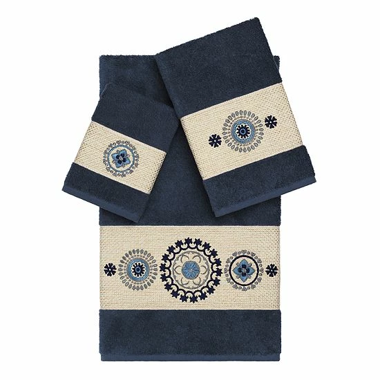 Linum Home Textiles 3-piece Turkish Cotton Isabelle Embellished Towel Set White 1 Linum Home Textiles 3-piece Turkish Cotton Isabelle Embellished Towel Set White