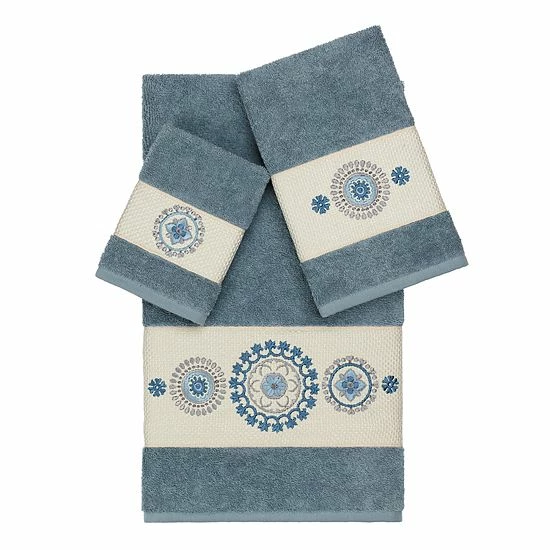 Linum Home Textiles 3-piece Turkish Cotton Isabelle Embellished Towel Set White 4 Linum Home Textiles 3-piece Turkish Cotton Isabelle Embellished Towel Set White - Image 4