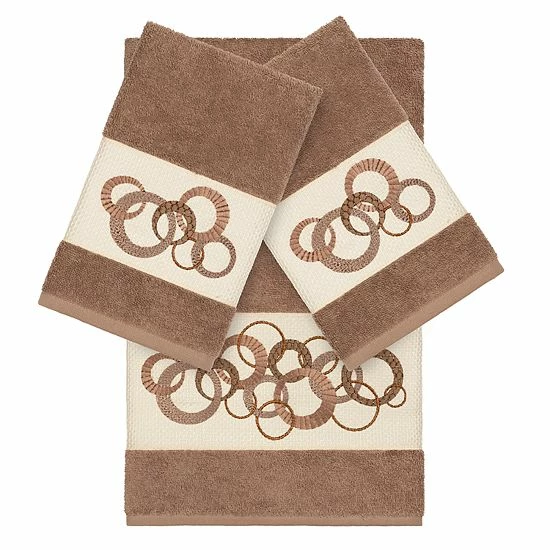 Linum Home Textiles Turkish Cotton Annabelle 3-piece Embellished Towel Set Dark Gray 1 Linum Home Textiles Turkish Cotton Annabelle 3-piece Embellished Towel Set Dark Gray