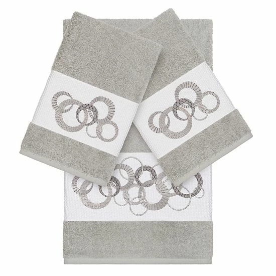 Linum Home Textiles Turkish Cotton Annabelle 3-piece Embellished Towel Set Dark Gray 6 Linum Home Textiles Turkish Cotton Annabelle 3-piece Embellished Towel Set Dark Gray - Image 6