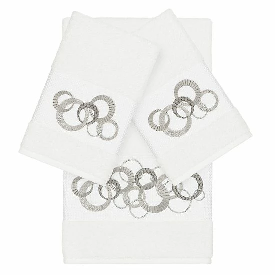 Linum Home Textiles Turkish Cotton Annabelle 3-piece Embellished Towel Set Dark Gray 7 Linum Home Textiles Turkish Cotton Annabelle 3-piece Embellished Towel Set Dark Gray - Image 7