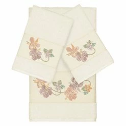 Linum Home Textiles Turkish Cotton Caroline 3-piece Embellished Towel Set Tea Rose
