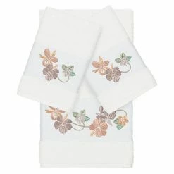 Linum Home Textiles Turkish Cotton Caroline 3-piece Embellished Towel Set Tea Rose -Linum Home Textiles store unnamed file 4937