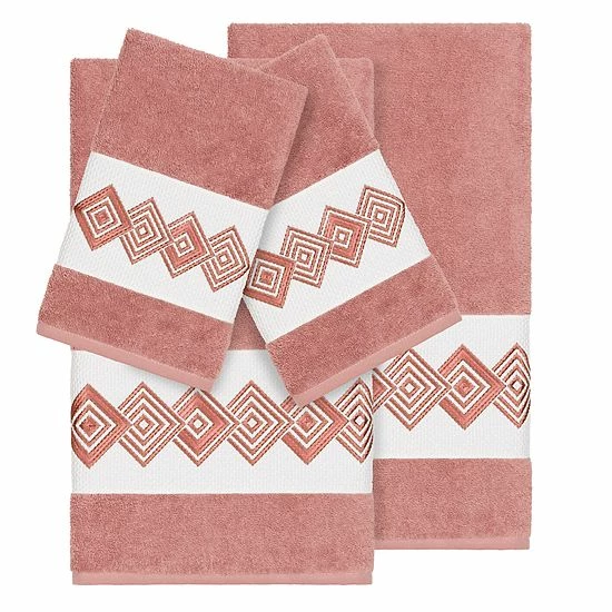 Linum Home Textiles Turkish Cotton Noah 4-piece Embellished Towel Set Midnight Blue 1 Linum Home Textiles Turkish Cotton Noah 4-piece Embellished Towel Set Midnight Blue