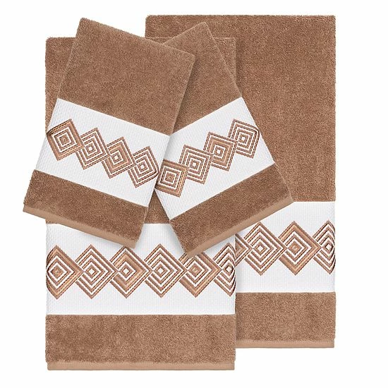 Linum Home Textiles Turkish Cotton Noah 4-piece Embellished Towel Set Midnight Blue 6 Linum Home Textiles Turkish Cotton Noah 4-piece Embellished Towel Set Midnight Blue - Image 6