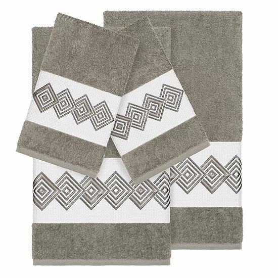 Linum Home Textiles Turkish Cotton Noah 4-piece Embellished Towel Set Midnight Blue 8 Linum Home Textiles Turkish Cotton Noah 4-piece Embellished Towel Set Midnight Blue - Image 8