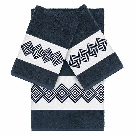 Linum Home Textiles Turkish Cotton Noah 3-piece Embellished Towel Set Midnight Blue Linum Home Textiles Turkish Cotton Noah 3-piece Embellished Towel Set Midnight Blue -Linum Home Textiles store unnamed file 4957