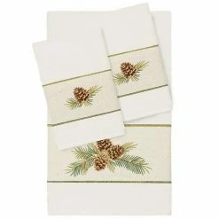 Linum Home Textiles Turkish Cotton Pierre 3-piece Embellished Towel Set Latte