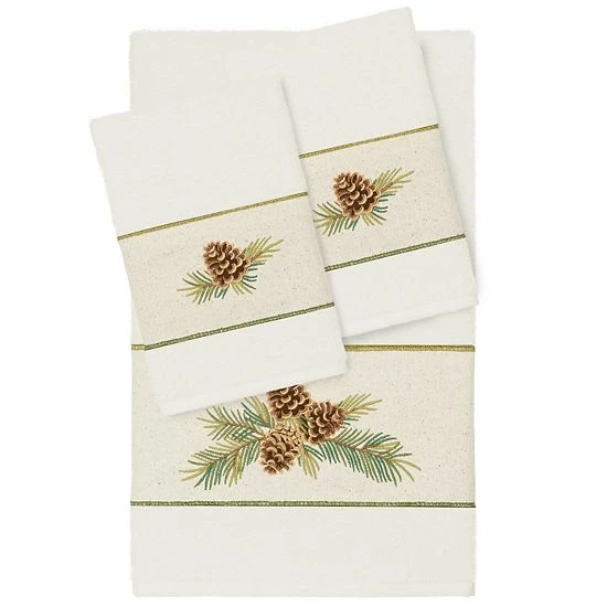 Linum Home Textiles Turkish Cotton Pierre 3-piece Embellished Towel Set Latte 3 Linum Home Textiles Turkish Cotton Pierre 3-piece Embellished Towel Set Latte - Image 3