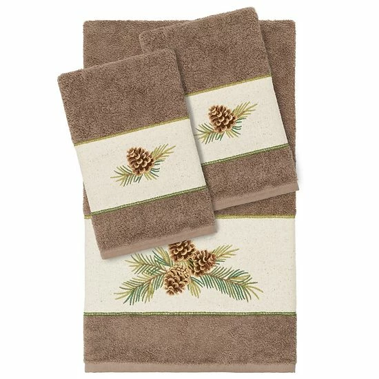Linum Home Textiles Turkish Cotton Pierre 3-piece Embellished Towel Set Latte 4 Linum Home Textiles Turkish Cotton Pierre 3-piece Embellished Towel Set Latte - Image 4
