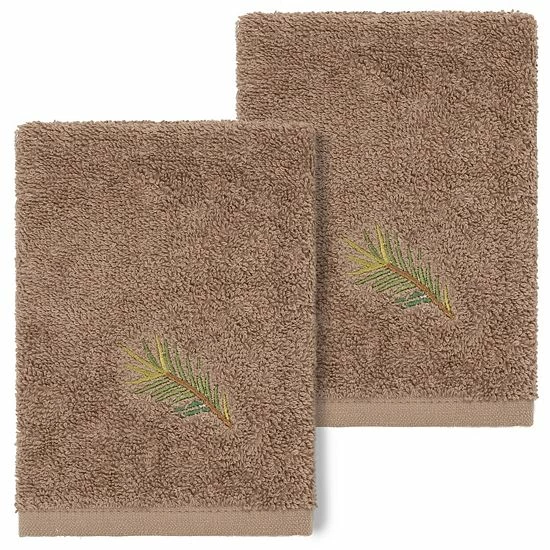 Linum Home Textiles Turkish Cotton Pierre 2-piece Embellished Washcloth Set Latte 9 Linum Home Textiles Turkish Cotton Pierre 2-piece Embellished Washcloth Set Latte - Image 9