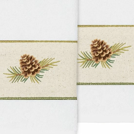 Linum Home Textiles Turkish Cotton Pierre 2-piece Embellished Hand Towel Set Latte 2 Linum Home Textiles Turkish Cotton Pierre 2-piece Embellished Hand Towel Set Latte - Image 2
