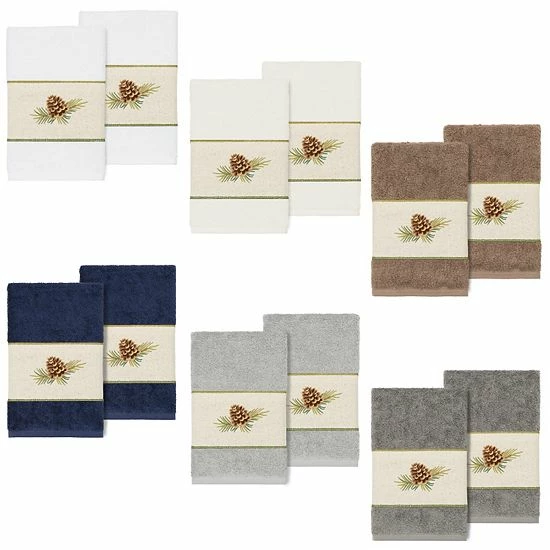 Linum Home Textiles Turkish Cotton Pierre 2-piece Embellished Hand Towel Set Latte 3 Linum Home Textiles Turkish Cotton Pierre 2-piece Embellished Hand Towel Set Latte - Image 3