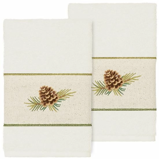 Linum Home Textiles Turkish Cotton Pierre 2-piece Embellished Hand Towel Set Latte 5 Linum Home Textiles Turkish Cotton Pierre 2-piece Embellished Hand Towel Set Latte - Image 5