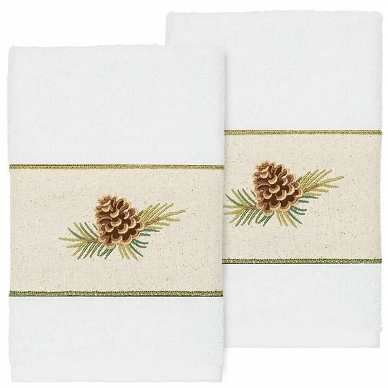 Linum Home Textiles Turkish Cotton Pierre 2-piece Embellished Hand Towel Set Latte 6 Linum Home Textiles Turkish Cotton Pierre 2-piece Embellished Hand Towel Set Latte - Image 6