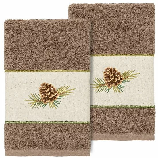 Linum Home Textiles Turkish Cotton Pierre 2-piece Embellished Hand Towel Set Latte 8 Linum Home Textiles Turkish Cotton Pierre 2-piece Embellished Hand Towel Set Latte - Image 8