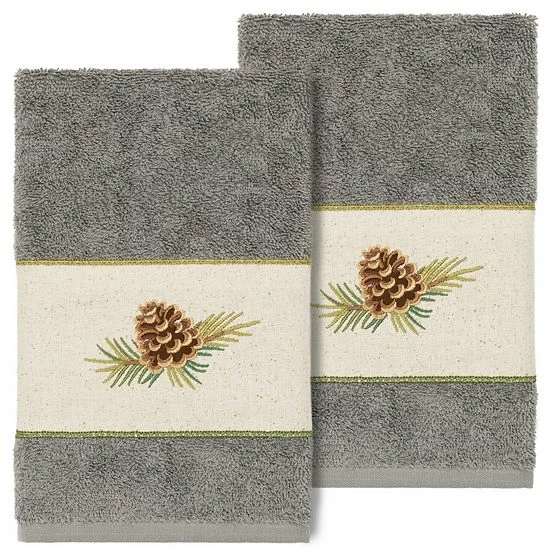 Linum Home Textiles Turkish Cotton Pierre 2-piece Embellished Hand Towel Set Latte 9 Linum Home Textiles Turkish Cotton Pierre 2-piece Embellished Hand Towel Set Latte - Image 9