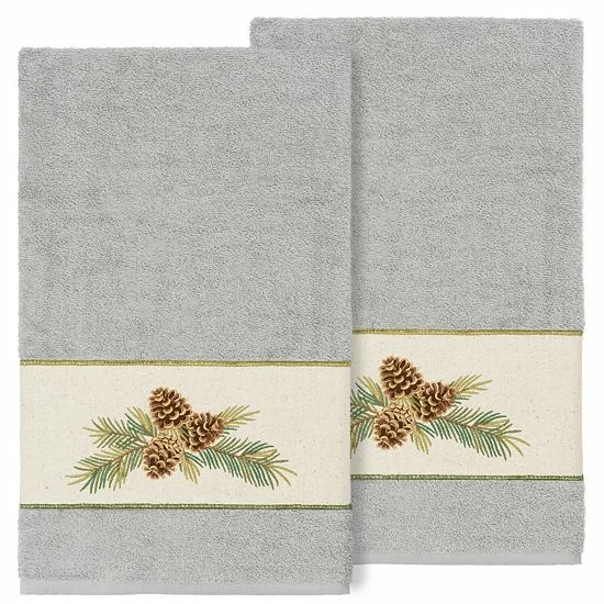 Linum Home Textiles Turkish Cotton Pierre 2-piece Embellished Bath Towel Set Latte 3 Linum Home Textiles Turkish Cotton Pierre 2-piece Embellished Bath Towel Set Latte - Image 3