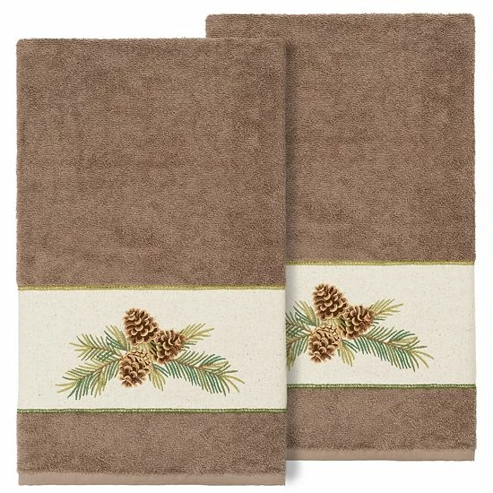 Linum Home Textiles Turkish Cotton Pierre 2-piece Embellished Bath Towel Set Latte 4 Linum Home Textiles Turkish Cotton Pierre 2-piece Embellished Bath Towel Set Latte - Image 4