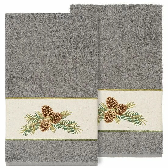 Linum Home Textiles Turkish Cotton Pierre 2-piece Embellished Bath Towel Set Latte 6 Linum Home Textiles Turkish Cotton Pierre 2-piece Embellished Bath Towel Set Latte - Image 6