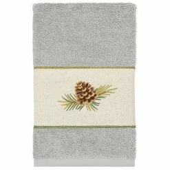 Linum Home Textiles Turkish Cotton Pierre Embellished Hand Towel Light Gray