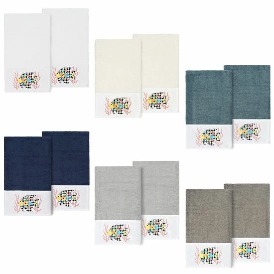 Linum Home Textiles Turkish Cotton Feliz 2-piece Embellished Bath Towel Set Cream 2 Linum Home Textiles Turkish Cotton Feliz 2-piece Embellished Bath Towel Set Cream - Image 2