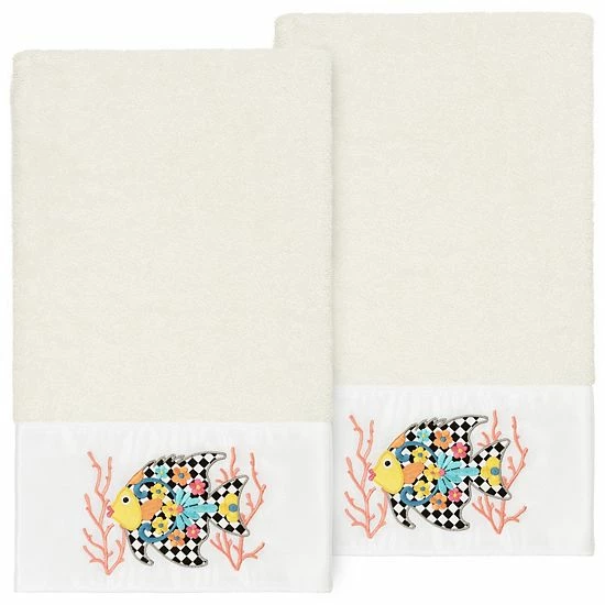 Linum Home Textiles Turkish Cotton Feliz 2-piece Embellished Bath Towel Set Cream 7 Linum Home Textiles Turkish Cotton Feliz 2-piece Embellished Bath Towel Set Cream - Image 7