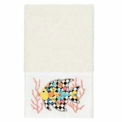 Linum Home Textiles Turkish Cotton Feliz Embellished Hand Towel Cream