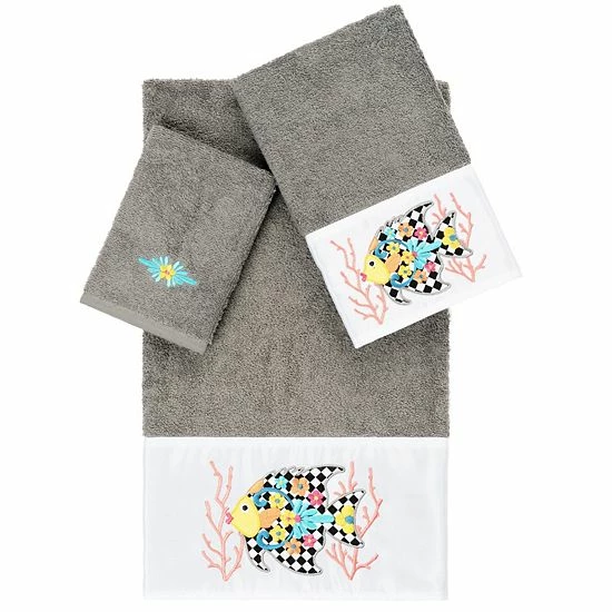 Linum Home Textiles Turkish Cotton Feliz 3-piece Embellished Towel Set Light Gray 6 Linum Home Textiles Turkish Cotton Feliz 3-piece Embellished Towel Set Light Gray - Image 6