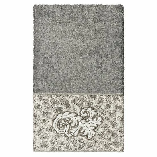 Linum Home Textiles Turkish Cotton April Embellished Hand Towel Dark Gray 5 Linum Home Textiles Turkish Cotton April Embellished Hand Towel Dark Gray - Image 5