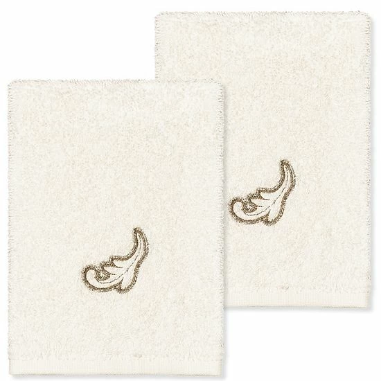Linum Home Textiles Turkish Cotton April 2-piece Embellished Washcloth Set Latte 4 Linum Home Textiles Turkish Cotton April 2-piece Embellished Washcloth Set Latte - Image 4