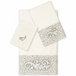 Linum Home Textiles Turkish Cotton April 3-piece Embellished Bath Towel Set Dark Gray -Linum Home Textiles store unnamed file 5085