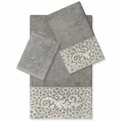 Linum Home Textiles Turkish Cotton April 3-piece Embellished Bath Towel Set Dark Gray -Linum Home Textiles store unnamed file 5086
