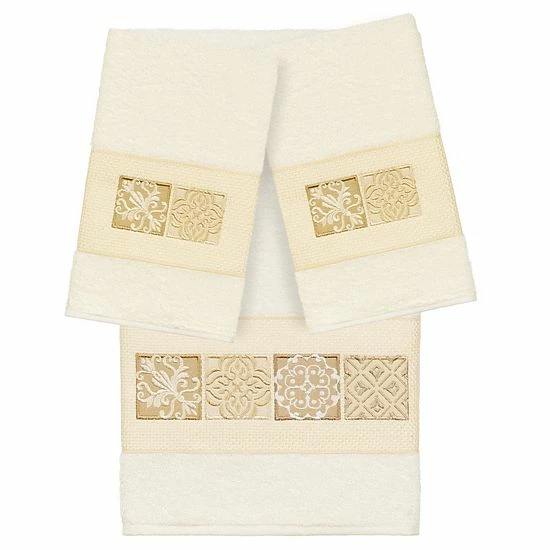 Linum Home Textiles Turkish Cotton Vivian 3-piece Embellished Bath Towel Set White 1 Linum Home Textiles Turkish Cotton Vivian 3-piece Embellished Bath Towel Set White