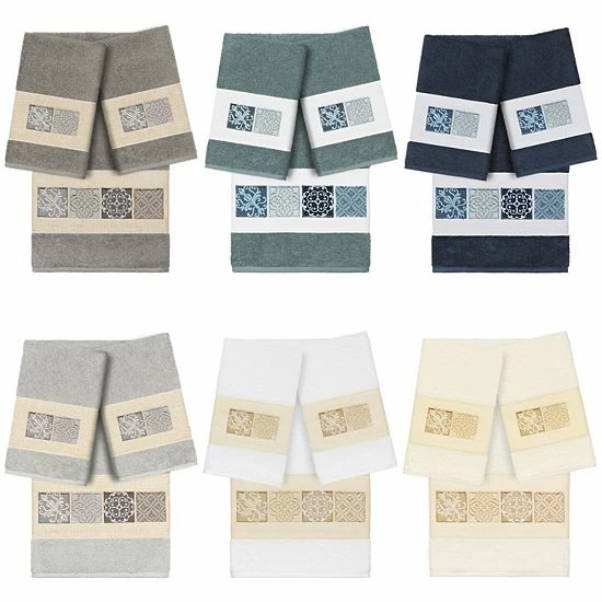 Linum Home Textiles Turkish Cotton Vivian 3-piece Embellished Bath Towel Set White 3 Linum Home Textiles Turkish Cotton Vivian 3-piece Embellished Bath Towel Set White - Image 3
