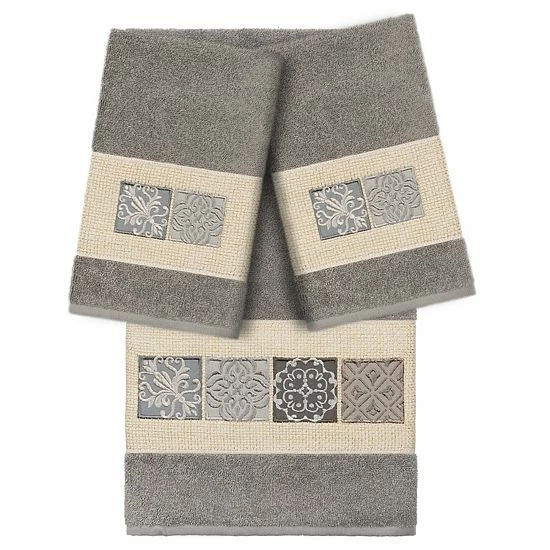 Linum Home Textiles Turkish Cotton Vivian 3-piece Embellished Bath Towel Set White 6 Linum Home Textiles Turkish Cotton Vivian 3-piece Embellished Bath Towel Set White - Image 6