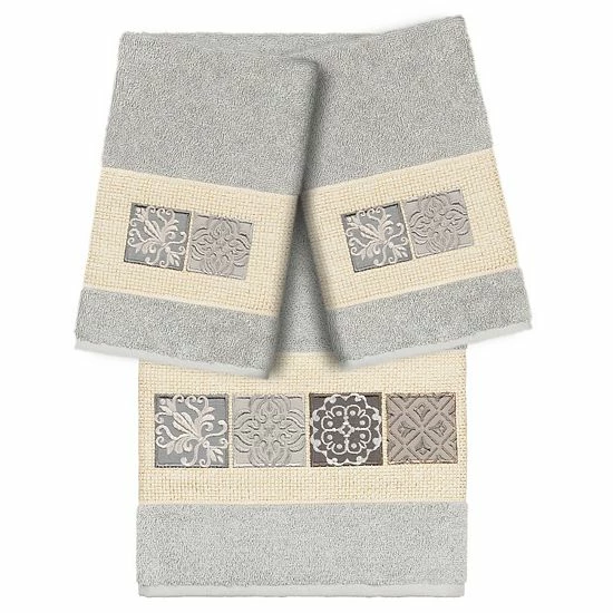 Linum Home Textiles Turkish Cotton Vivian 3-piece Embellished Bath Towel Set White 8 Linum Home Textiles Turkish Cotton Vivian 3-piece Embellished Bath Towel Set White - Image 8