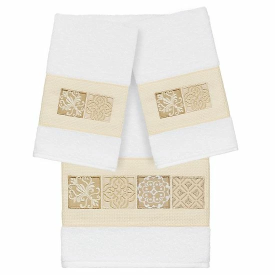 Linum Home Textiles Turkish Cotton Vivian 3-piece Embellished Bath Towel Set White 9 Linum Home Textiles Turkish Cotton Vivian 3-piece Embellished Bath Towel Set White - Image 9