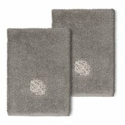 Linum Home Textiles Turkish Cotton Vivian 2-pack Embellished Washcloth Set Dark Gray