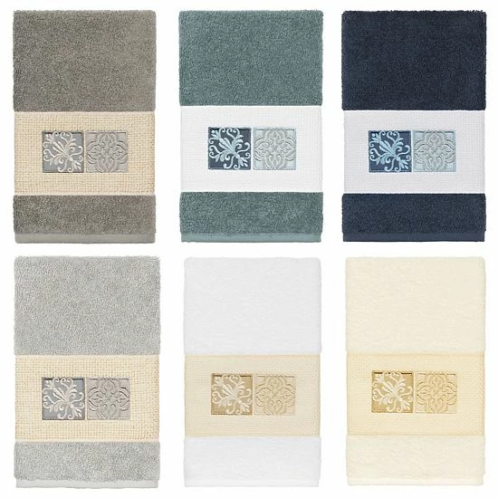 Linum Home Textiles Turkish Cotton Vivian Embellished Hand Towel Dark Gray 3 Linum Home Textiles Turkish Cotton Vivian Embellished Hand Towel Dark Gray - Image 3