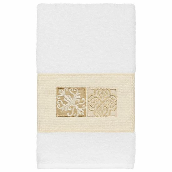 Linum Home Textiles Turkish Cotton Vivian Embellished Hand Towel Dark Gray 4 Linum Home Textiles Turkish Cotton Vivian Embellished Hand Towel Dark Gray - Image 4