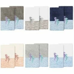 Linum Home Textiles Turkish Cotton Sofia 2-pack Embellished Hand Towel Set White Blue 2 Linum Home Textiles Turkish Cotton Sofia 2-pack Embellished Hand Towel Set White Blue -Linum Home Textiles store unnamed file 5156