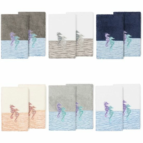 Linum Home Textiles Turkish Cotton Sofia 2-pack Embellished Hand Towel Set White Blue Linum Home Textiles Turkish Cotton Sofia 2-pack Embellished Hand Towel Set White Blue -Linum Home Textiles store unnamed file 5156