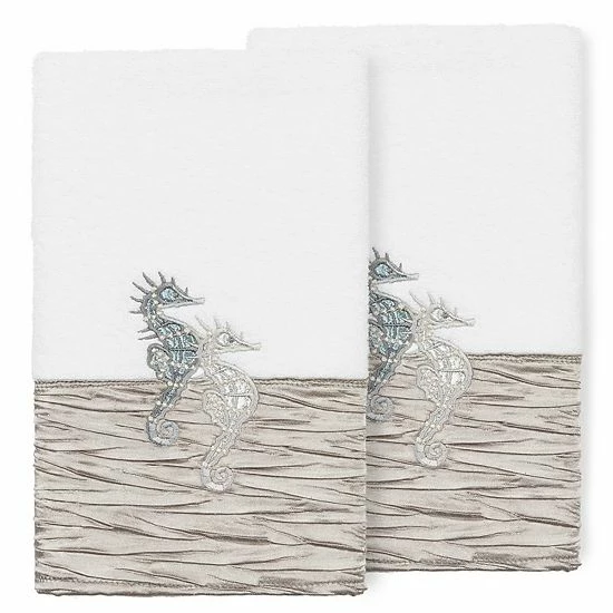 Linum Home Textiles Turkish Cotton Sofia 2-pack Embellished Hand Towel Set White Blue Linum Home Textiles Turkish Cotton Sofia 2-pack Embellished Hand Towel Set White Blue -Linum Home Textiles store unnamed file 5157