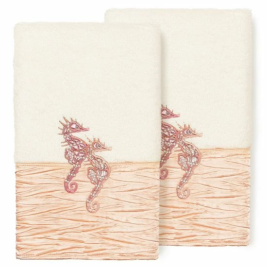 Linum Home Textiles Turkish Cotton Sofia 2-pack Embellished Hand Towel Set White Blue Linum Home Textiles Turkish Cotton Sofia 2-pack Embellished Hand Towel Set White Blue -Linum Home Textiles store unnamed file 5159