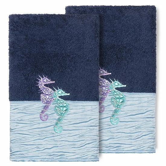 Linum Home Textiles Turkish Cotton Sofia 2-pack Embellished Hand Towel Set White Blue Linum Home Textiles Turkish Cotton Sofia 2-pack Embellished Hand Towel Set White Blue -Linum Home Textiles store unnamed file 5160