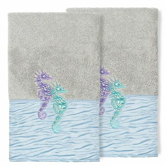 Linum Home Textiles Turkish Cotton Sofia 2-pack Embellished Hand Towel Set White Blue Linum Home Textiles Turkish Cotton Sofia 2-pack Embellished Hand Towel Set White Blue -Linum Home Textiles store unnamed file 5161