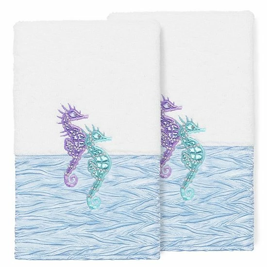 Linum Home Textiles Turkish Cotton Sofia 2-pack Embellished Hand Towel Set White Blue Linum Home Textiles Turkish Cotton Sofia 2-pack Embellished Hand Towel Set White Blue -Linum Home Textiles store unnamed file 5162