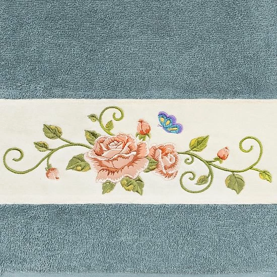 Linum Home Textiles Turkish Cotton Rebecca 3-piece Embellished Bath Towel Teal 2 Linum Home Textiles Turkish Cotton Rebecca 3-piece Embellished Bath Towel Teal - Image 2